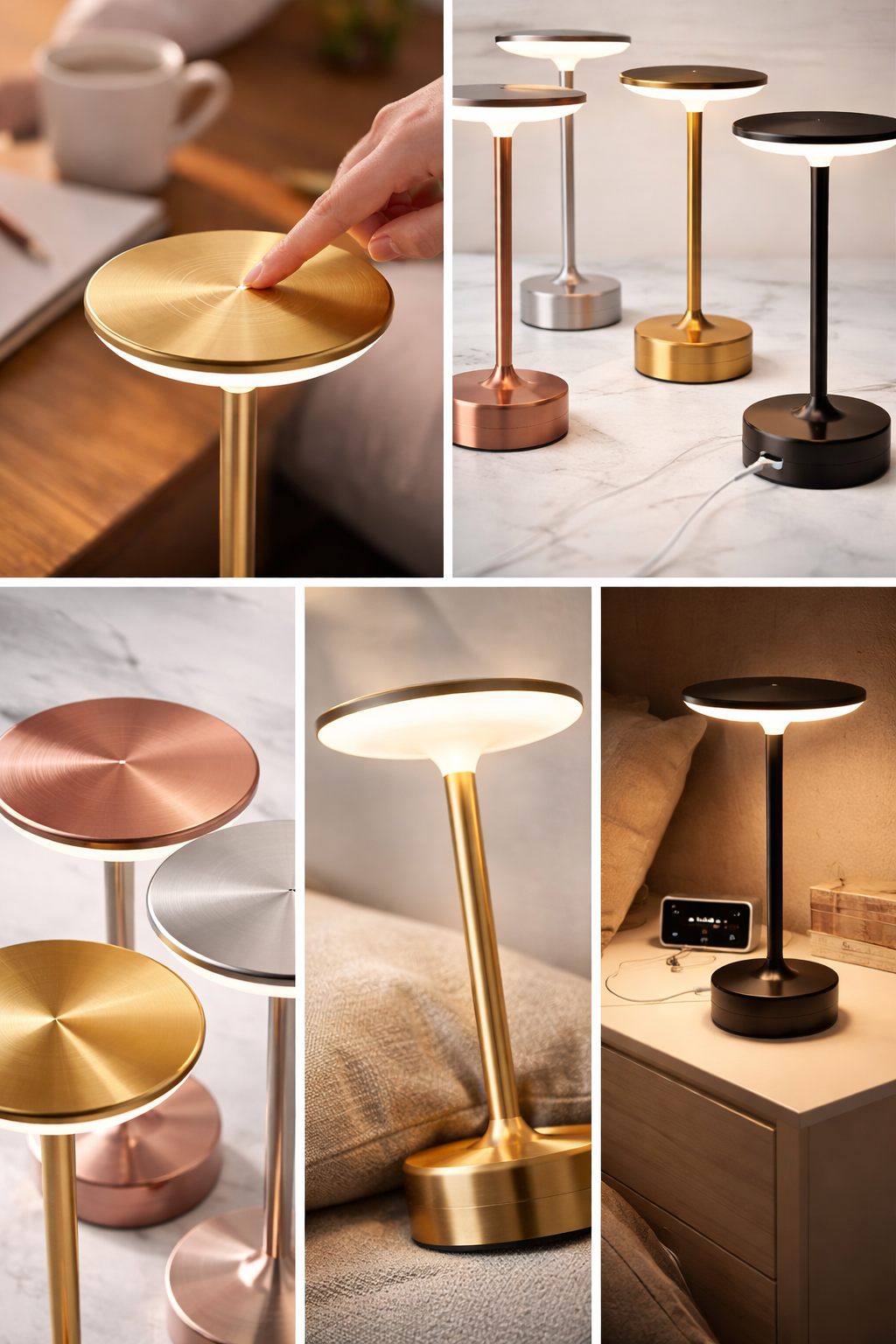 Portable LED Table Lamp – Rechargeable, Dimmable, Modern Bedside Light