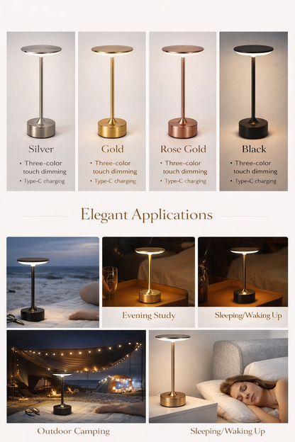 Portable LED Table Lamp – Rechargeable, Dimmable, Modern Bedside Light